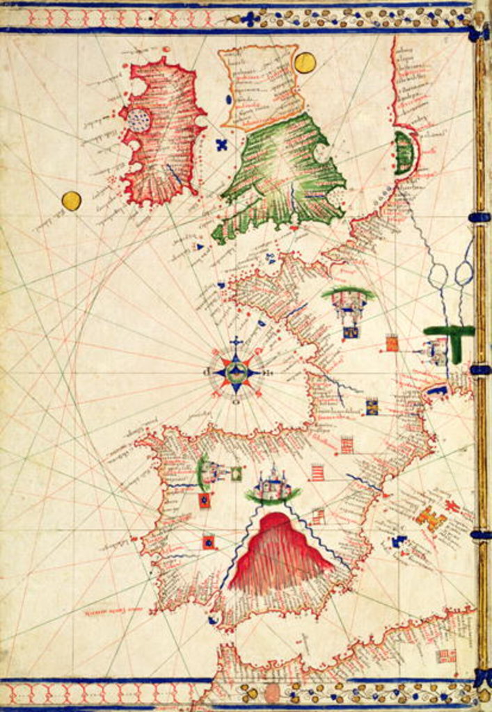Detail of Ms Ital 550.0.3.15 fol.2r Map of Europe by Jacopo Russo