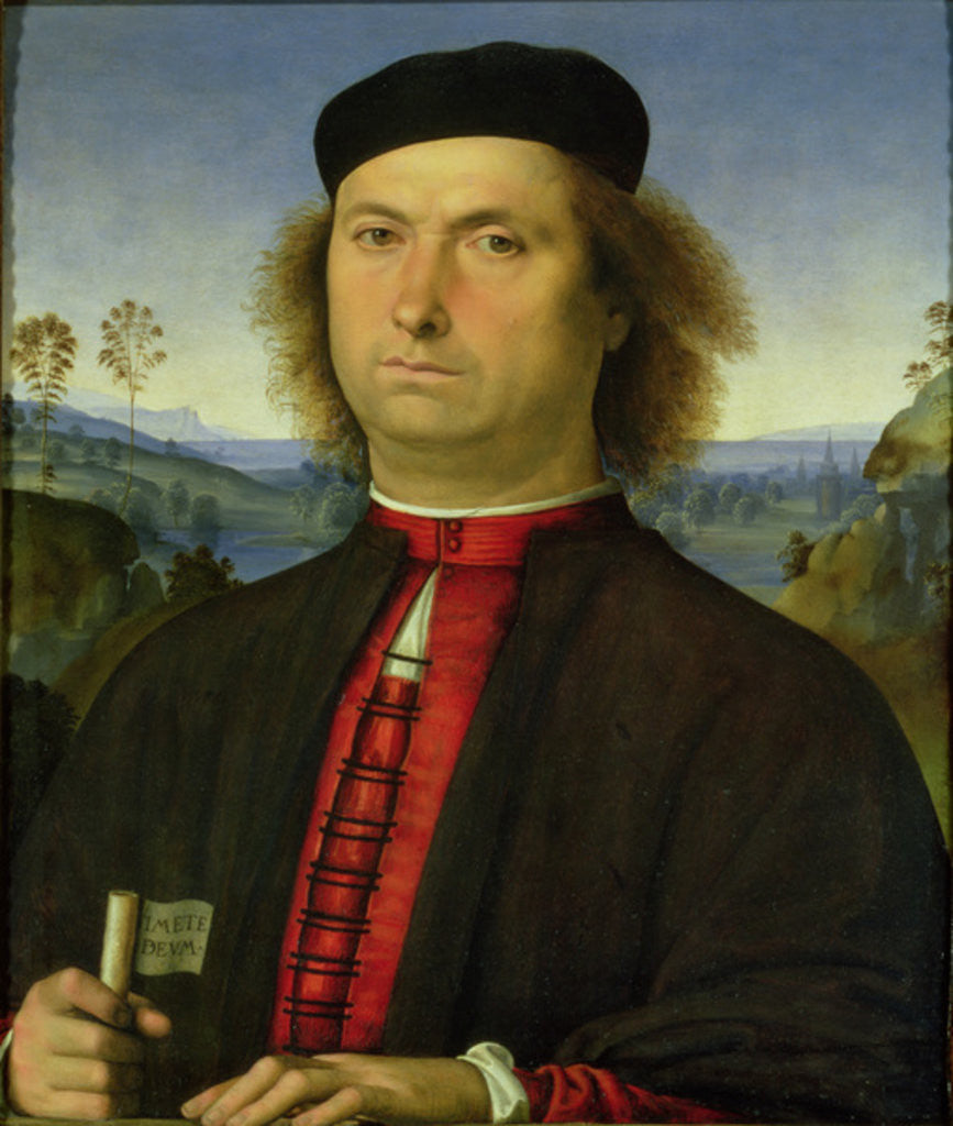Detail of Portrait of Francesco delle Opere by Pietro Perugino