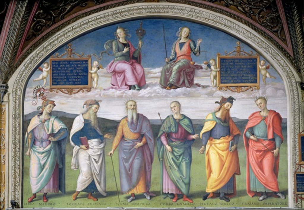 Detail of Lunette of Prudence and Justice by Pietro Perugino