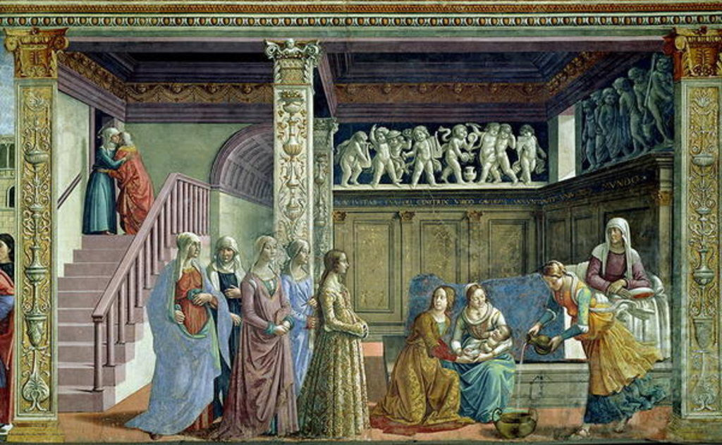 Detail of The Birth of the Virgin by Domenico Ghirlandaio