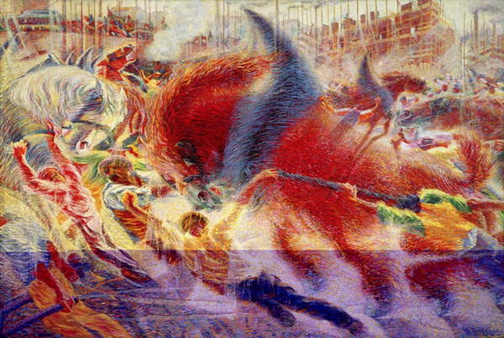Detail of The city rises, 1910 by Umberto Boccioni