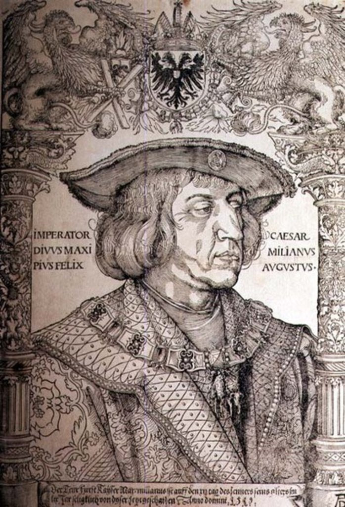 Detail of Maximilian I, Emperor of Germany, 1518 by Albrecht Dürer or Duerer