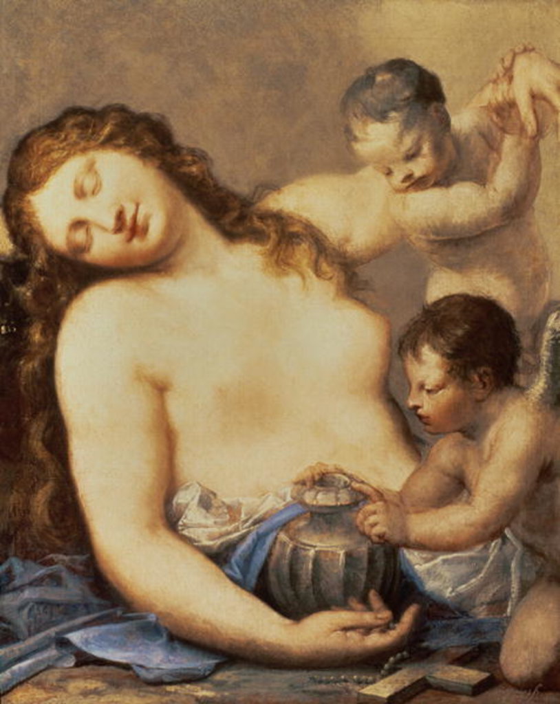 Detail of Penitent Mary Magdalene with putti by Pietro Liberi