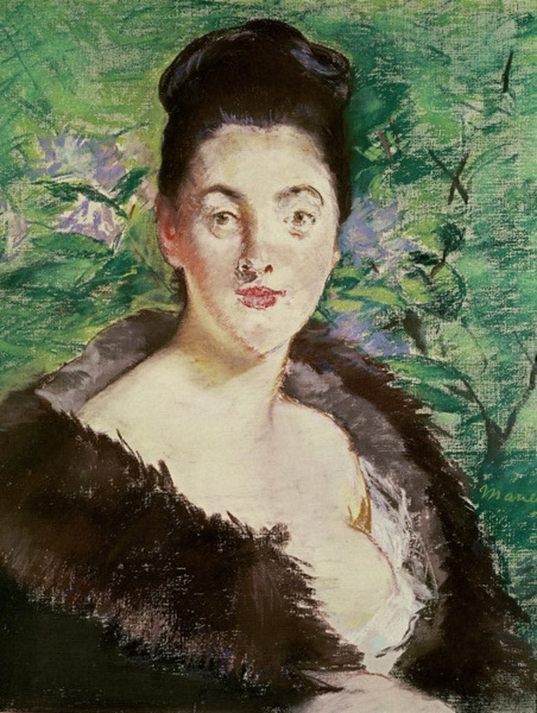 Detail of Woman in a fur coat by Edouard Manet