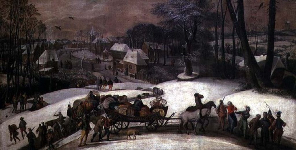Detail of A Military Expedition in Winter, c.1590 by Gillis Mostaert
