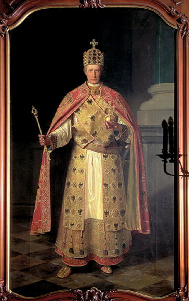 Detail of Francis II, Holy Roman Emperor, wearing the Imperial insignia by Ludwig or Louis Streitenfeld