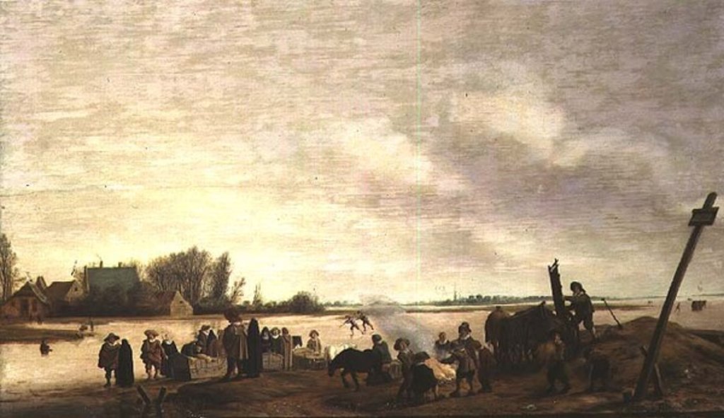 Detail of Winter Landscape with a River, 1627 by Salomon van Ruisdael