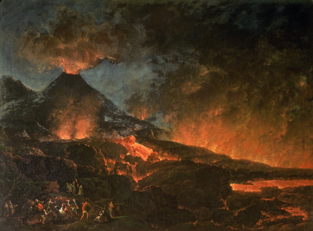 Detail of Vesuvius Erupting by Italian School