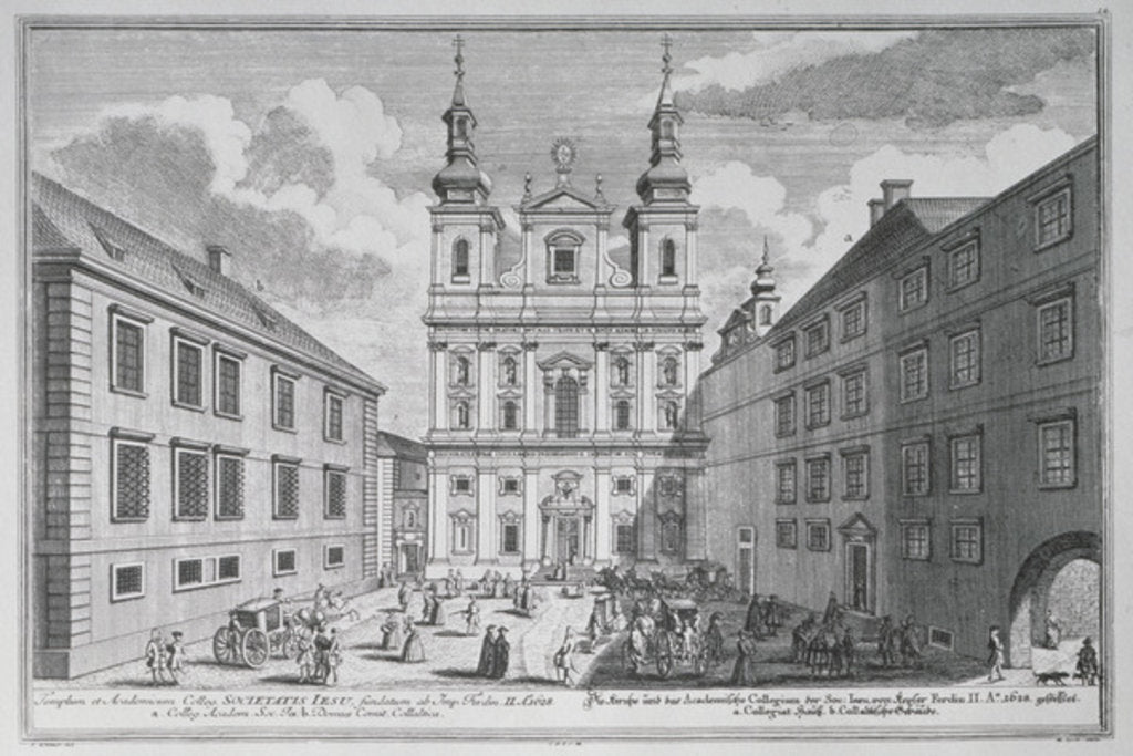Detail of View of the Jesuitenkirche and Dr-Ignaz-Seipal-Platz in Vienna by Salomon Kleiner