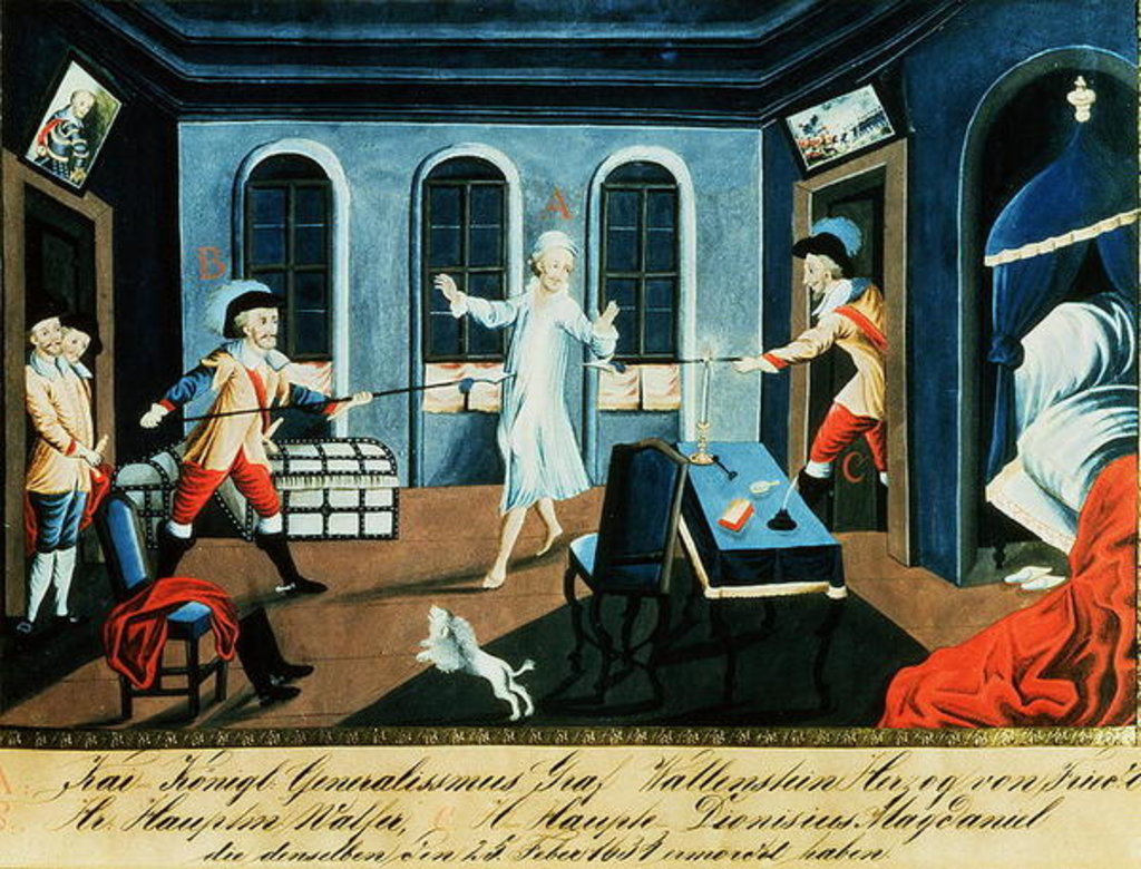 Detail of The assassination of Albrecht von Wallenstein at Eger by a force of Irish and Scottish officers under the command of General Butler, 1634 by Austrian School