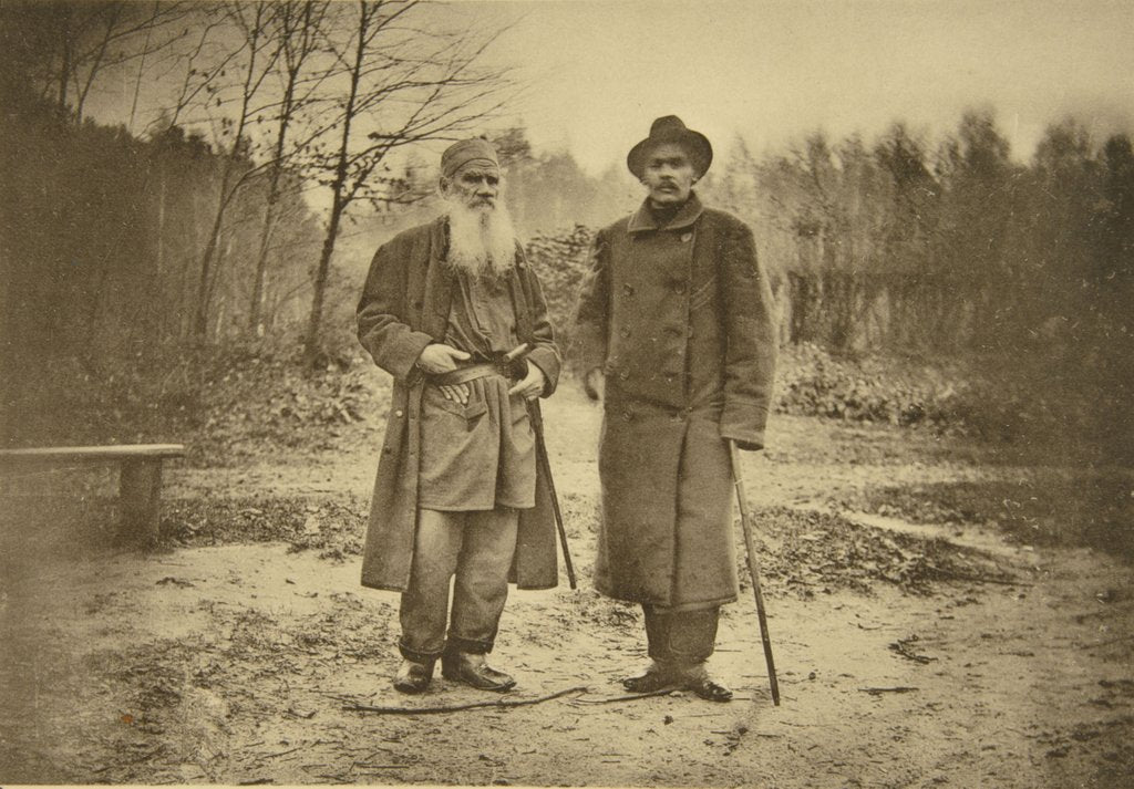 Detail of Leo Tolstoy and the author Maxim Gorky by Sophia Andreevna Tolstaya