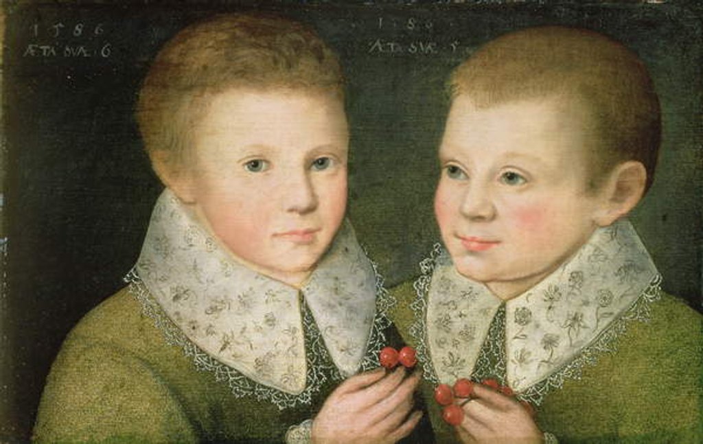 Detail of Portrait of Two Brothers, 1586 by Marcus (attr. to) Gheeraerts