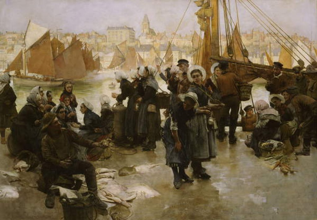 Detail of Departure of the Fishing Fleet, Boulogne, 1891 by Albert Chevallier Tayler