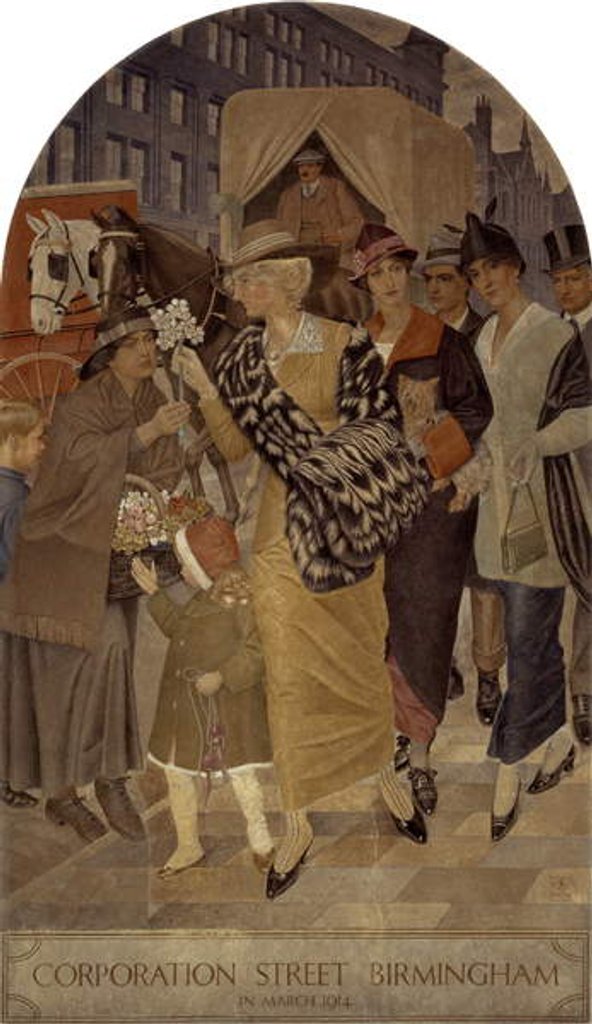 Detail of Corporation Street, Birmingham in March 1914 by Joseph Edward Southall
