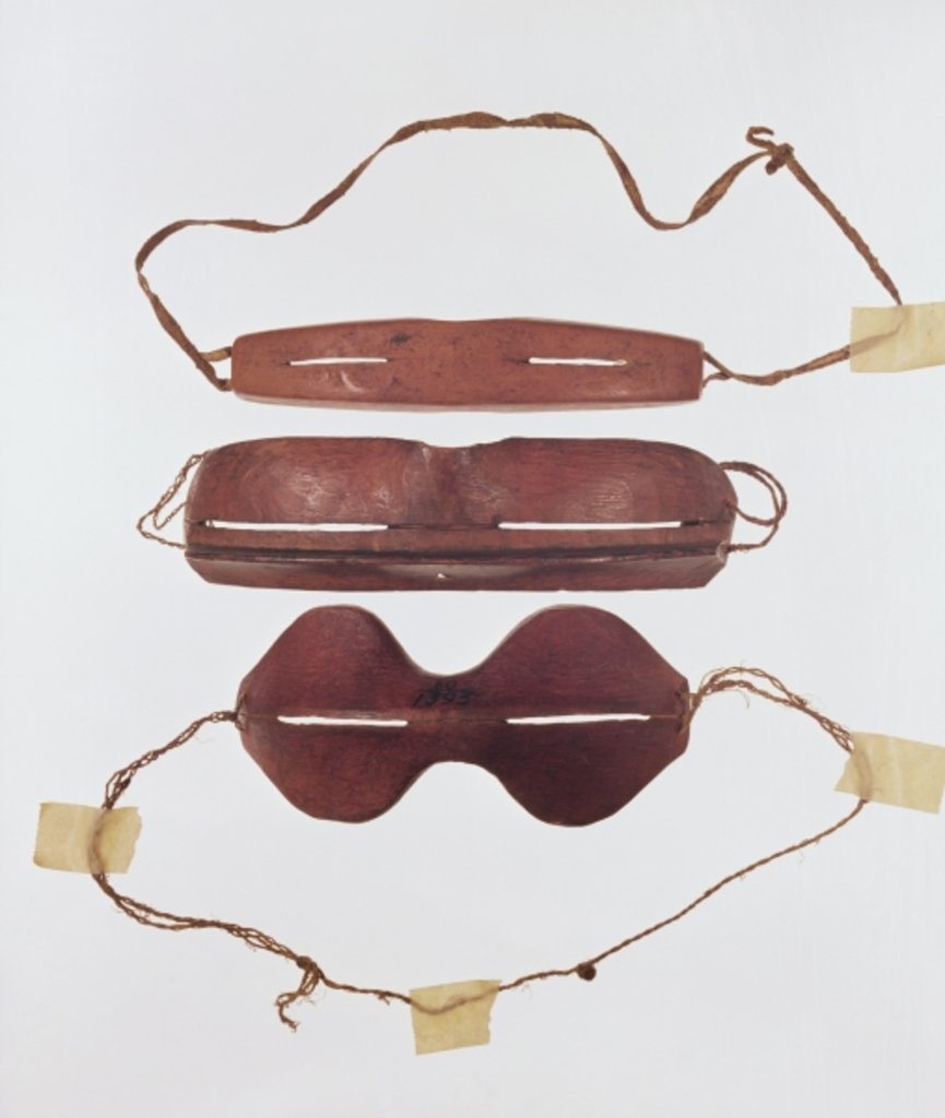 Detail of Inuit sun/snow 'glasses' by Inuit School