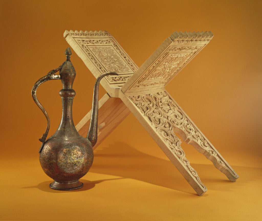 Detail of Copper Vessel and Koran Stand by Pakistani School