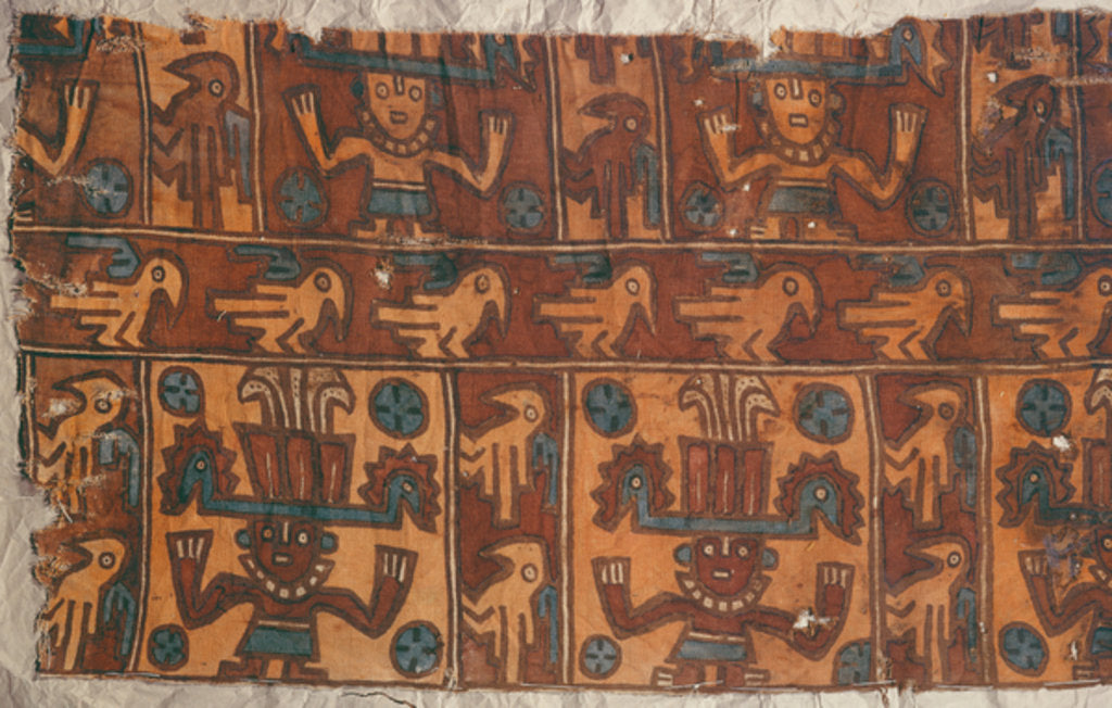 Detail of Cloth with gods and birds, Tiahuanaco Culture by School Peruvian