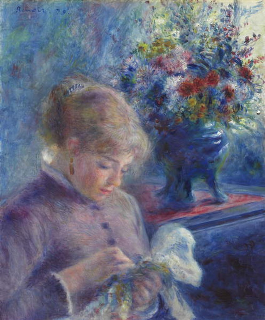 Detail of Young Woman Sewing, 1879 by Pierre Auguste Renoir