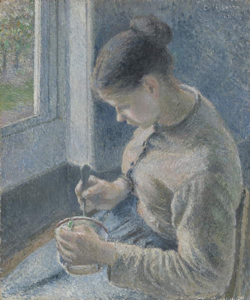 Detail of Young Peasant Having Her Coffee, 1881 by Camille Pissarro