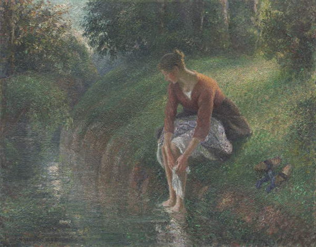 Detail of Woman Bathing Her Feet in a Brook, 1894-95 by Camille Pissarro