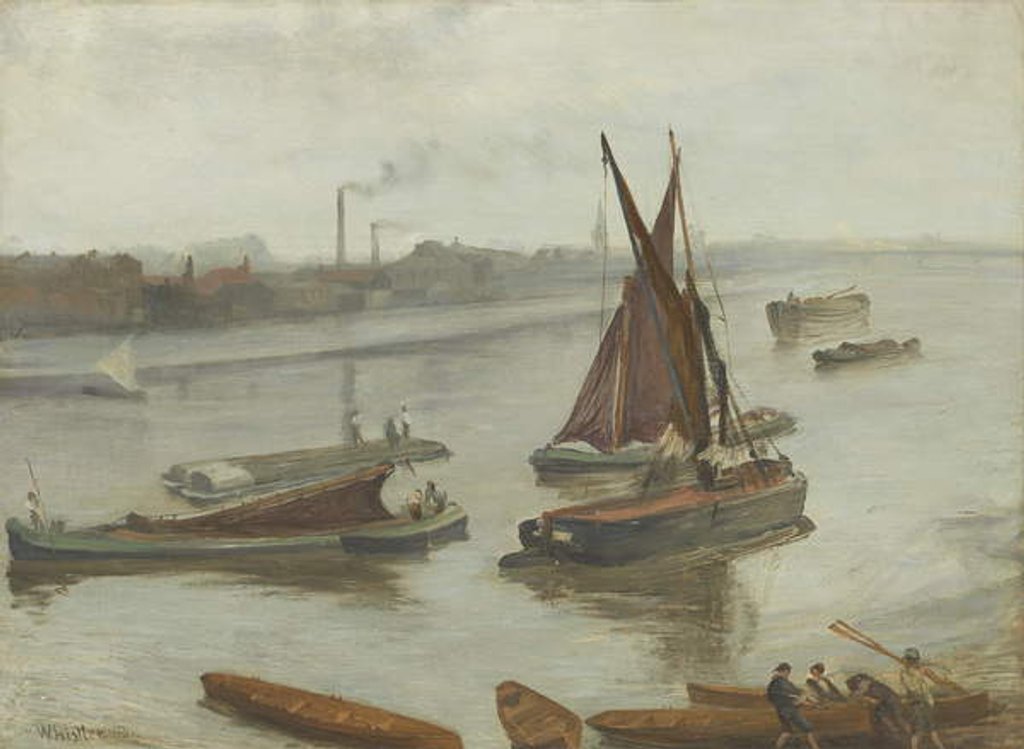 Detail of Grey and Silver: Old Battersea Reach, 1863 by James Abbott McNeill Whistler