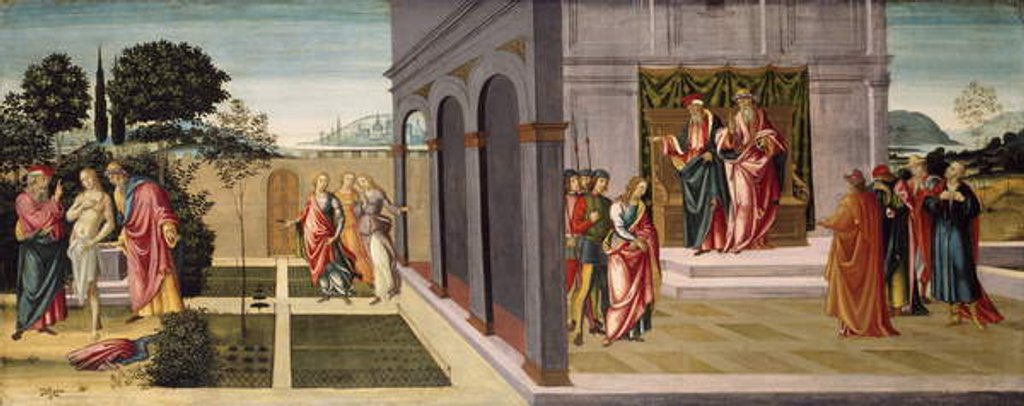 Detail of Susanna and the Elders in the Garden, and the Trial of Susanna before the Elders, c.1500 by Master of Apollo and Daphne