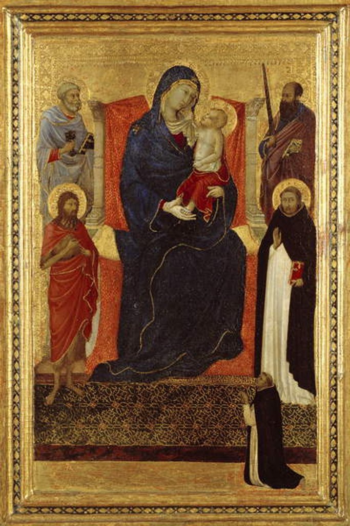 Detail of Virgin and Child enthroned with Saints Peter, Paul, John the Baptist, Dominic and a donor, 1325-35 by Ugolino di Nerio