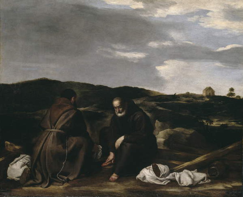 Detail of Two Monks in a Landscape, c.1645 by Spanish or Italian School
