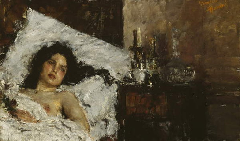 Detail of Resting, c.1887 by Antonio Mancini