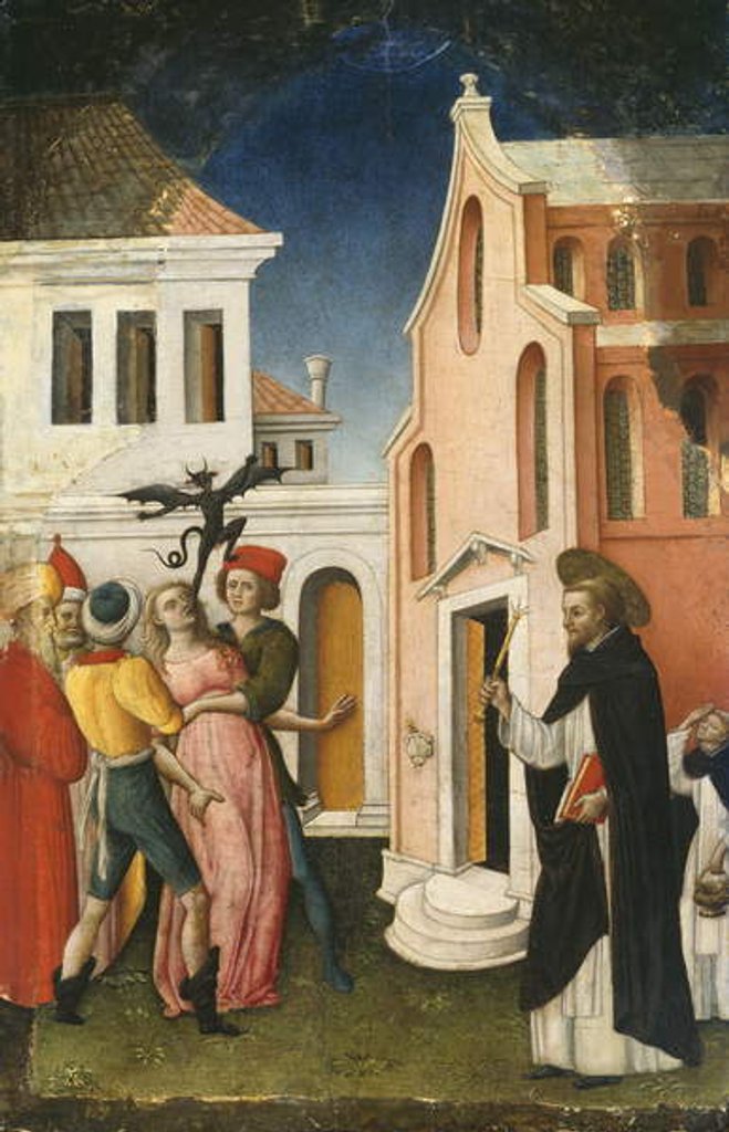 Detail of Saint Peter Martyr Exorcising a Woman Possessed by a Devil, 1440-50 by Antonio Vivarini