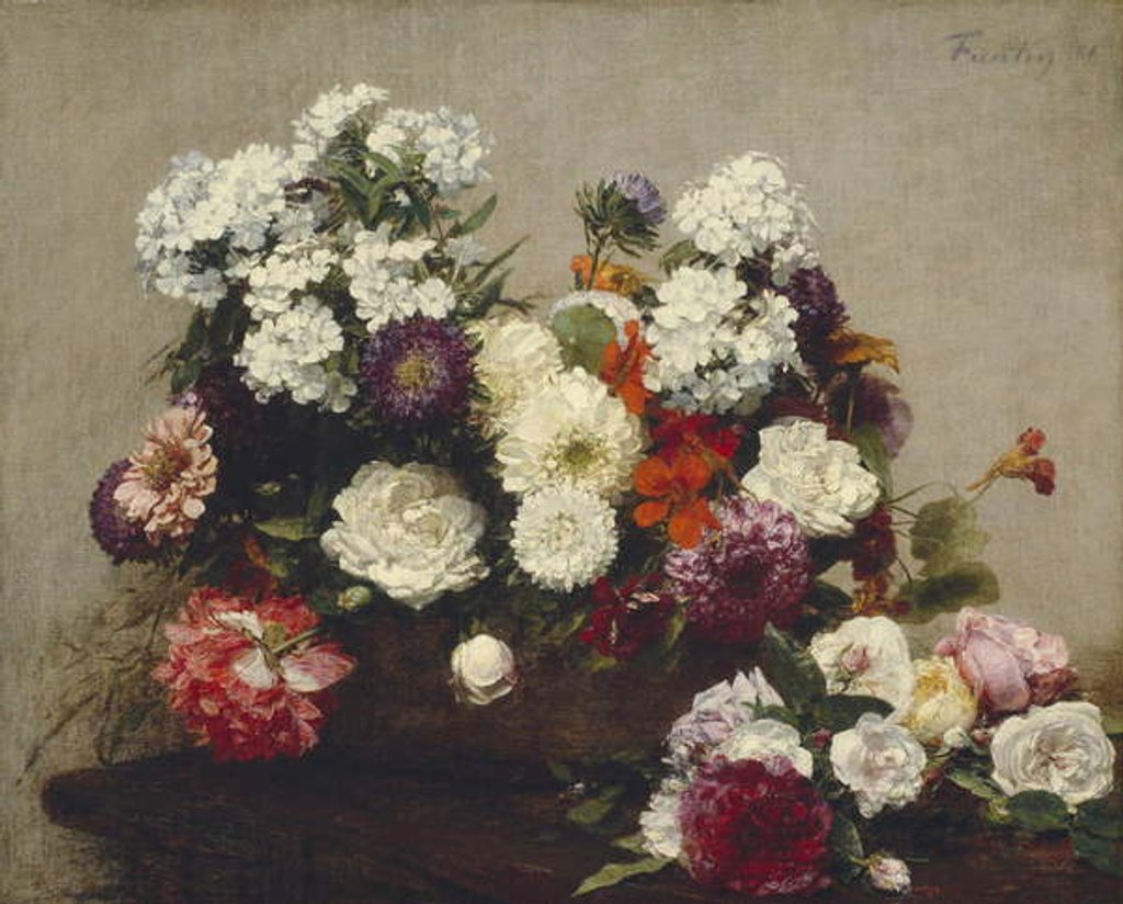 Detail of Still Life with Flowers, 1881 by Ignace Henri Jean Fantin-Latour