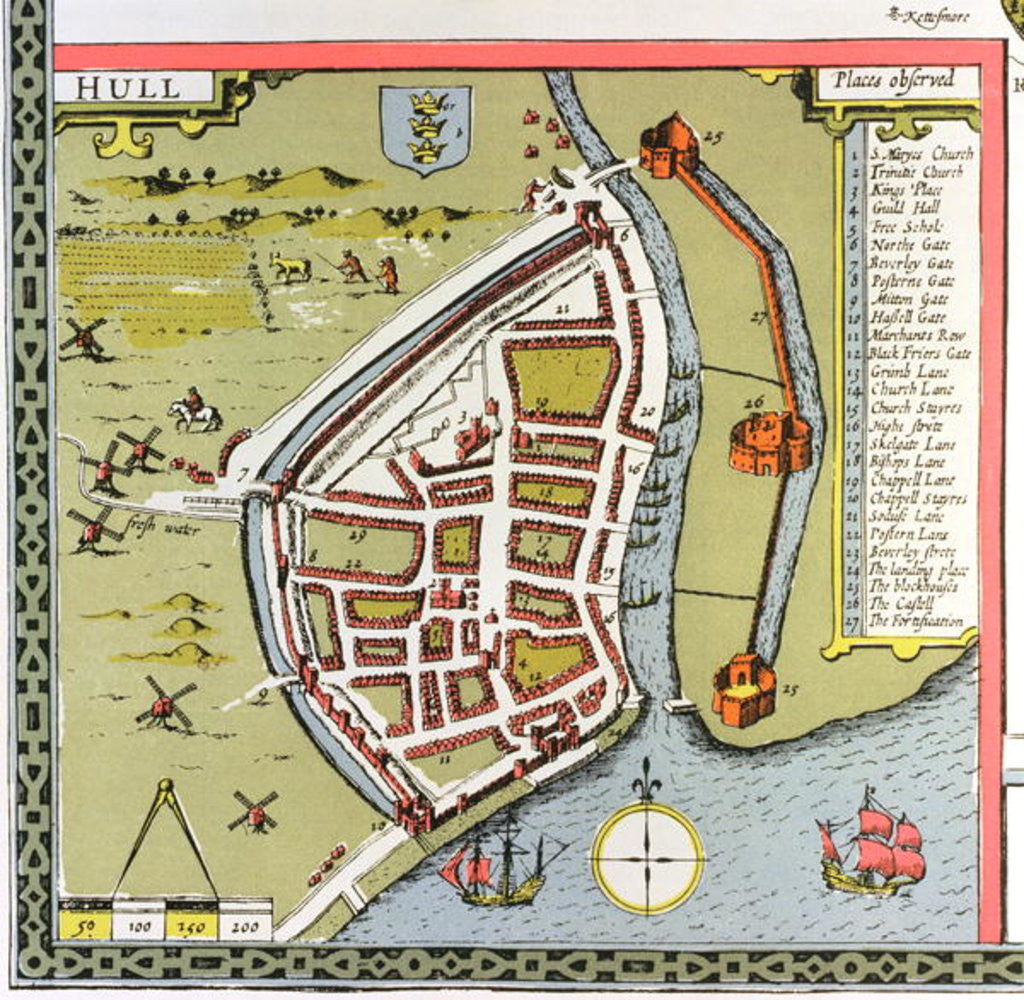 Detail of Hull, detail from the map of the North and East Ridings of Yorkshire by John Speed