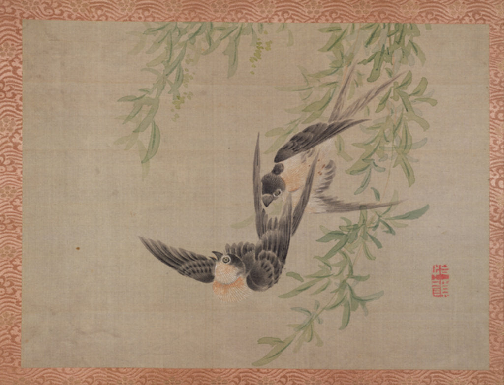 Detail of Swallows in flight, 1851 by Tsubaki Chinzan