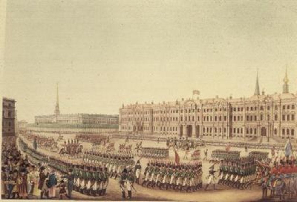 Detail of View of the Parade and Imperial Palace of St.Petersburg by Benjamin Patersson