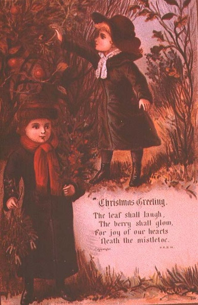 Detail of Two Victorian Children Collecting Autumn Berries and Mistletoe by English School