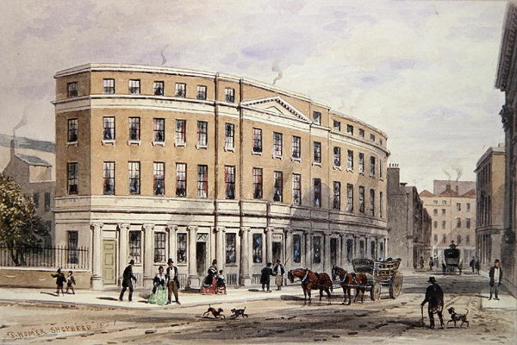 Detail of New Houses at Entrance of Gresham St, 1851 by Thomas Hosmer Shepherd