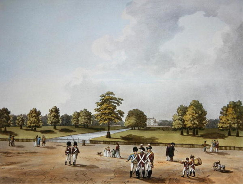 Detail of A View in St. James's Park of Buckingham House by Franz Joseph (after) Mannskirsch