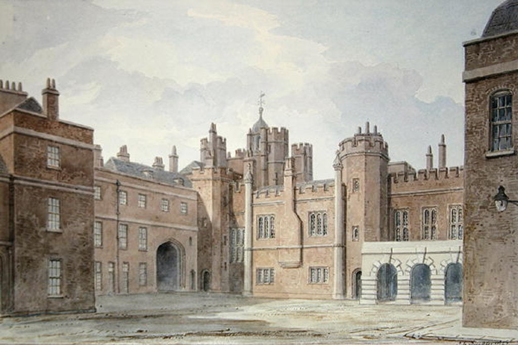 Detail of View in the Kitchen Court of St. James's Palace by John Buckler