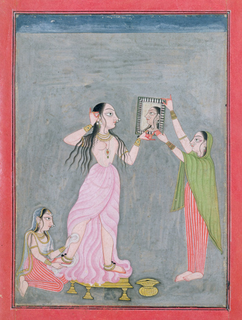 Detail of Lady at her toilet, Mankot, c.1730 by Indian School