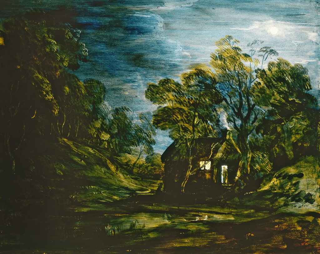 Detail of Cottage in Moonlight, c.1781-2 by Thomas Gainsborough