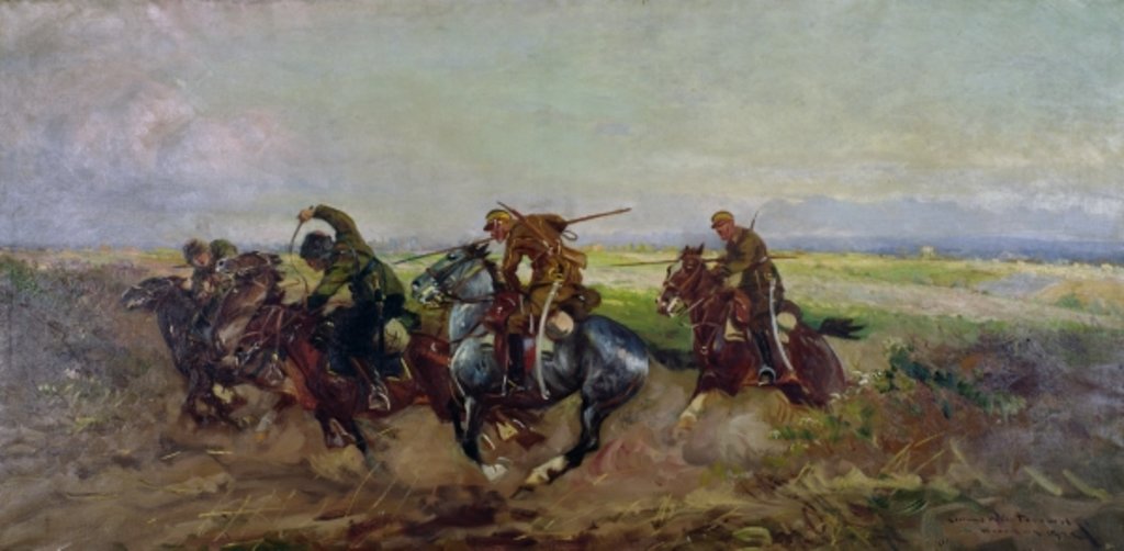 Detail of Polish Lancers attacking Russians, 1920 by Leonard Winterowski
