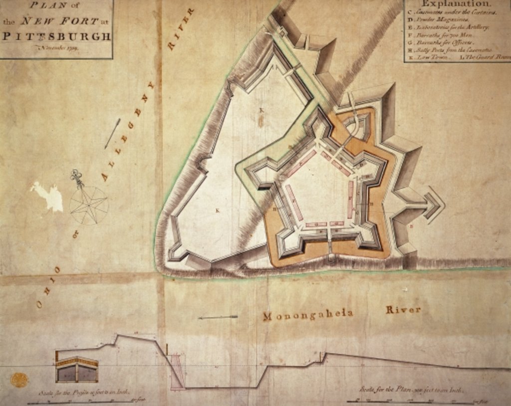 Detail of Plan of the New Fort at Pittsburgh, November 1759 by American School