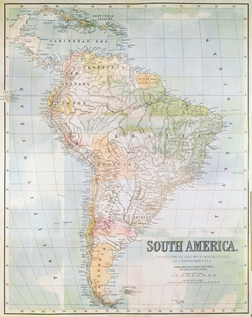 Detail of Map of South America by School English