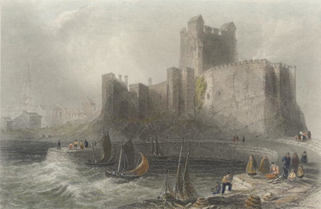 Detail of View of Carrifergus Castle by William Henry Bartlett
