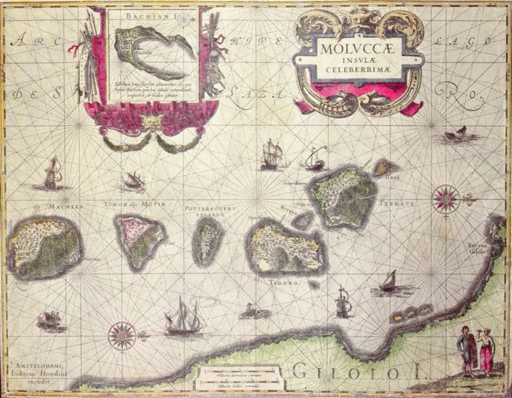 Detail of Map of The Moluccan Island, engraved by Jodocus Hondius by Willem Blaeu