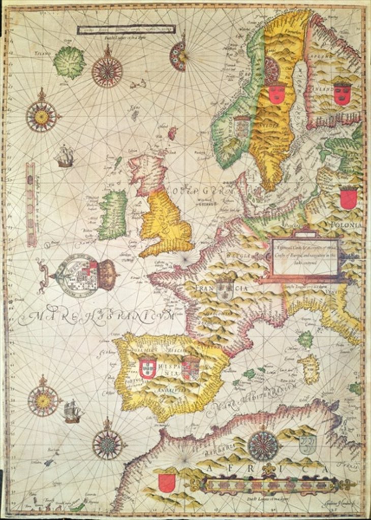 Detail of A Generall carde, and description of the sea coastes of Europe, and navigation in this book conteyned by Jodocus Hondius