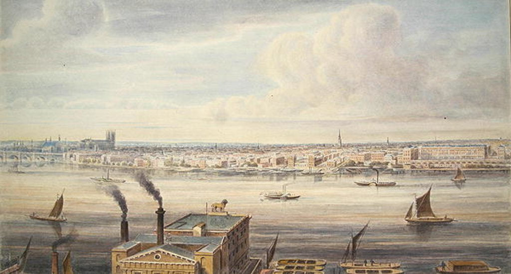 Detail of A fine View of London from Westminster Bridge to the Adelphi, 1837 by Gideon Yates