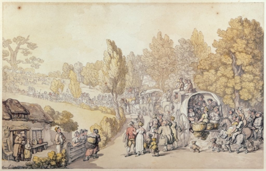 Detail of Cartoon depicting country folk leaving for the town, 1818 by Thomas Rowlandson