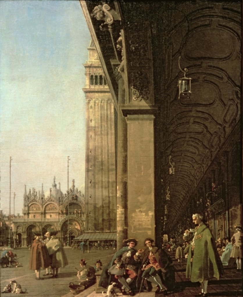 Detail of Venice: Piazza di San Marco and the Colonnade of the Procuratie Nuove, c.1756 by Canaletto