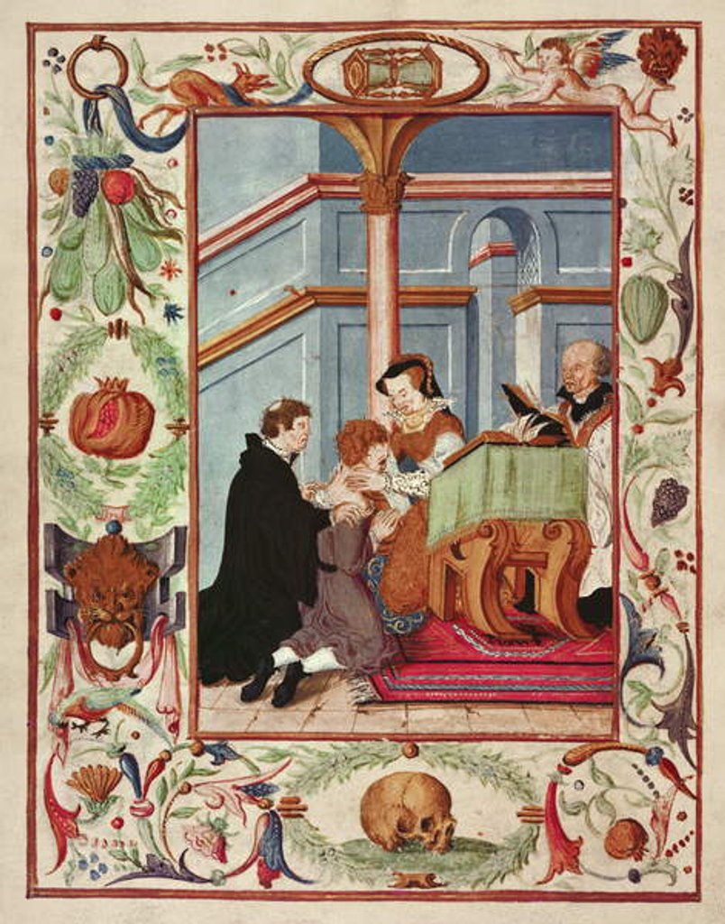 Detail of Mary Tudor touches a scrofulous boy by English School